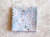 新款出口日本原单日式和风樱花80支纯棉精品女士手帕方巾手绢蓝色