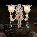 客厅壁灯电视背景墙房间床头壁灯现代奢华创意欧式锌合金水晶壁灯