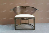 欧式不锈钢休闲椅复古烤漆围椅布艺靠背椅太师椅子客厅家具定制
