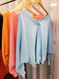 正品代购恩曼琳 2016年秋新品 糖果色v领针织衫 休闲时尚两面穿