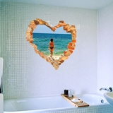 3D立体视觉效果平面墙贴卧室客厅浴室装饰破墙爱心墙贴纸个性创意