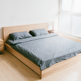 北欧实木双人床1.81.5米现代简约设计日式榻榻米黑胡桃木原木床