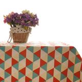 四色拼接三角形台布 简约涤棉帆布桌布 印花西餐厅餐桌茶几桌布