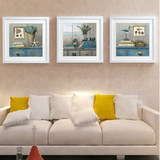 客厅装饰画现代简约 四联画地中海风格挂画 简欧有框画 餐厅壁画