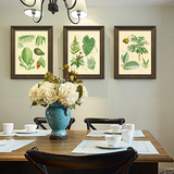美式餐厅挂画乡村风格 客厅装饰画田园有框壁画现代墙画手绘植物