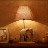 欧式美式乡村复古做旧书房卧室布罩实木动物大象台灯创意家居