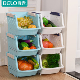 百露塑料组合厨房置物架落地多层收纳水果蔬菜架子小号弧形储物架
