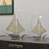 简约现代创意金属帆船家庭装饰品一帆风顺摆件女生房间床头柜摆设