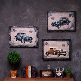 欧式复古家居客厅沙发背景墙面挂画木质汽车组合装饰画卧室壁画