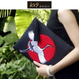 kk9_原创设计飞鹤红日手拿包防水时尚信封包晚宴包男女包个性包邮