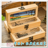 木质铅笔盒笔盒女韩国创意 带锁文具盒复古木制wjh 男小学生儿童