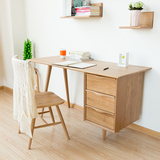 北欧实木书桌简约书桌书架组合简易电脑桌书房书桌宜家家具