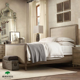 特惠欧式法式仿古布艺软包床 北欧简约现代橡木实木床 美式双人床
