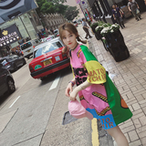 【天天特价】韩国bf风短袖T恤女夏季宽松印花中长款个性连衣裙潮