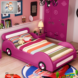 奥妮贝贝汽车床带护栏卡通皮床卧室家具1.2米儿童床女孩单人床