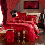 婚庆加厚床盖十件套件全棉结婚10多件套大红刺绣4只枕套床上用品