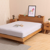 日式纯实木床1.8米白橡木床1.5双人床床插座床环保简约