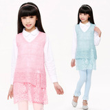2016秋装新款女童长袖衬衫毛衣两件套韩版女大童上衣裙儿童 1998