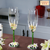 高档水晶香槟杯高脚杯创意结婚情侣对杯婚庆礼物百年好合酒杯套装