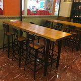 实木高脚凳吧台桌长条桌甜品店星巴克咖啡厅吧台椅凳酒吧桌椅组合