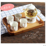 花茶茶具套装耐热玻璃茶壶创意托盘杯子陶瓷茶杯养生茶具套装过滤