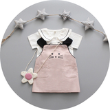 女宝宝套裙夏0-1-2-3周岁婴幼儿短袖背带裙小童纯棉吊带短裙夏装