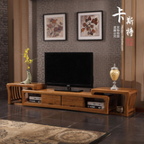 储物电视柜+全实木伸缩多功能家具组合现代简约客厅榆木小矮地柜