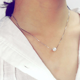 彩银单颗珍珠项链女锁骨链s925纯银时尚气质简约短款春日韩国
