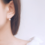 天然珍珠后挂式耳钉耳环女士s925纯银日韩国气质简约甜美百搭个性