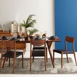 胡桃木长方形圆形实木餐桌 北欧现代简约餐桌椅组合 定做饭店餐桌