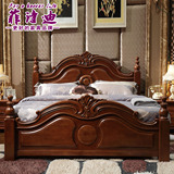 全实木欧式床美式高箱双人大床1.8米简欧雕花1.5m北欧橡木床婚床