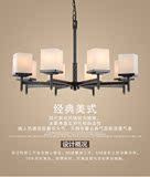 经典美式全铜黑擦金客厅餐厅吊灯　现代美式新中式工业风简美吊灯