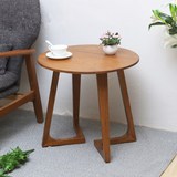 北欧实木家具圆桌圆形餐桌椅组合茶几咖啡厅洽谈桌子饭桌胡桃木色