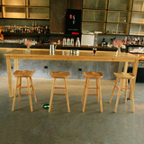 美式实木吧台桌高脚吧台桌咖啡休闲酒吧桌椅组合实木餐桌家用吧台