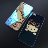 卡通hello kitty苹果iPhone6s手机壳6plus保护套镭射KT猫5s软壳女