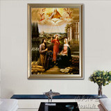 天主教圣像画仿真油画耶稣圣像纯手绘圣家三口欧式定制装饰挂壁画
