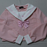 MMM 日系JK制服水手服粉色长袖上衣 白领粉二本 中间服 樱花刺绣