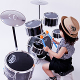 仿真儿童爵士鼓架子鼓玩具 大号塑料敲打乐器6鼓豪华版配椅4-10岁