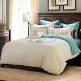 龙之涵 成人床上用品 纯棉绣花亲子四件套 绣花被罩床单枕套