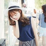 Cherrykoko韩国代购官网正品韩版夏季新款女套头圆领无袖休闲T恤