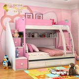 韩式儿童床上下双层床女孩公主上下铺床粉色子母床高低床带护栏