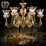 铭博欧式仿古全铜吊灯创意水晶灯罩餐厅灯装饰复古别墅客厅灯灯具