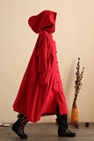 2014冬季民族风女装复古个性超长款带帽盘扣女巫风衣袍子大码外套