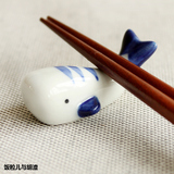 日本进口可爱红蓝鲸鱼筷架枕托筷子托筷子架情侣対鱼筷架