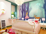 儿童房墙纸 韩式卡通壁画 可爱公主房环保定制壁纸 迷路的公主