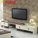 新红阳  大理石电视柜组合伸缩个性创意亮光烤漆钢化玻璃电视机柜