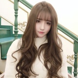韩国假发头套女长卷发空气刘海长发中分蓬松逼真自然超大头皮假发