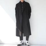 2016韩国代购新款韩版超长款风衣男外套休闲黑色薄款英伦风大衣潮