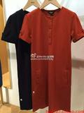 香港代购法国潮牌APC新款圆领短袖3粒扣显瘦修身黑色红色连衣裙