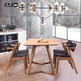 北欧实木餐桌椅组合水曲柳原木色长方形4人/6人简约现代吃饭桌子